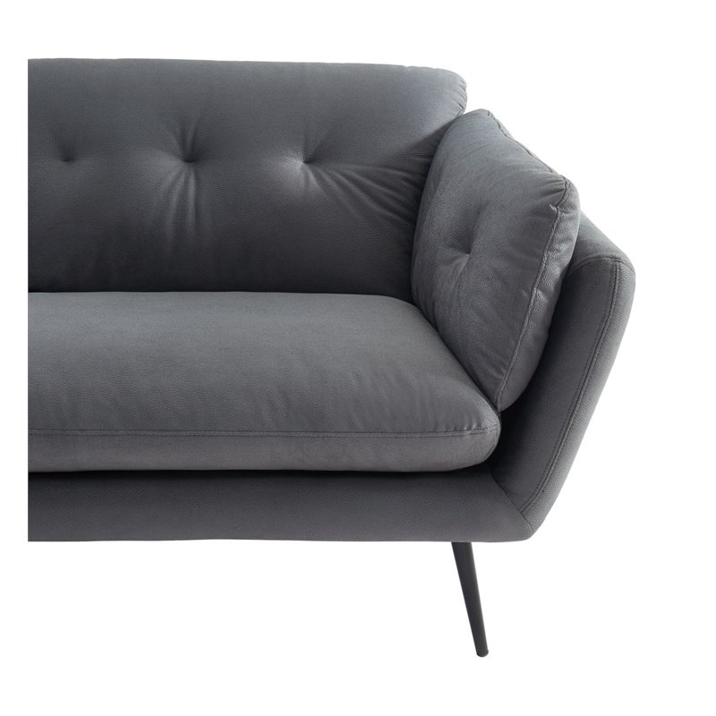 Divani Casa Cody Modern Polyester Fabric & Metal Upholstered Sofa in Gray/Black