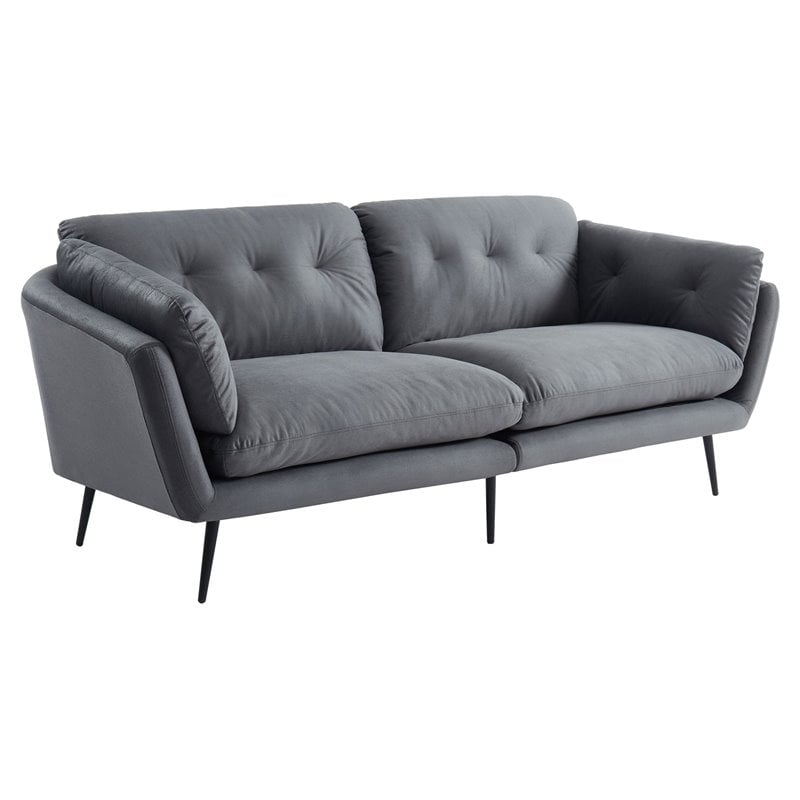 Divani Casa Cody Modern Polyester Fabric & Metal Upholstered Sofa in Gray/Black