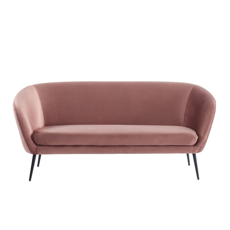 Divani Casa Koeing Modern Polyester Fabric & Metal Sofa in Coral Pink/Black