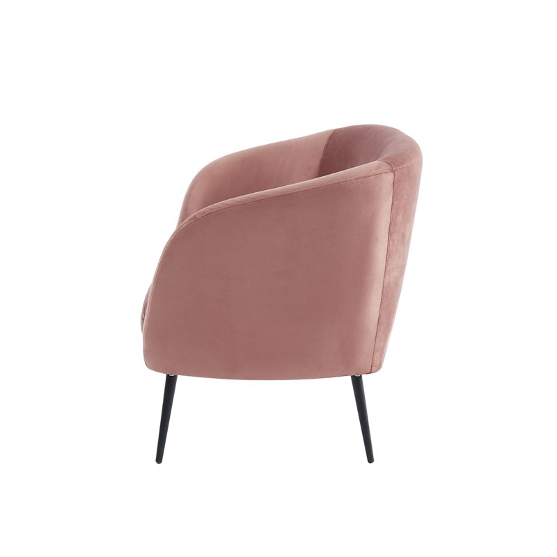 Divani Casa Koeing Modern Polyester Fabric & Metal Sofa in Coral Pink/Black
