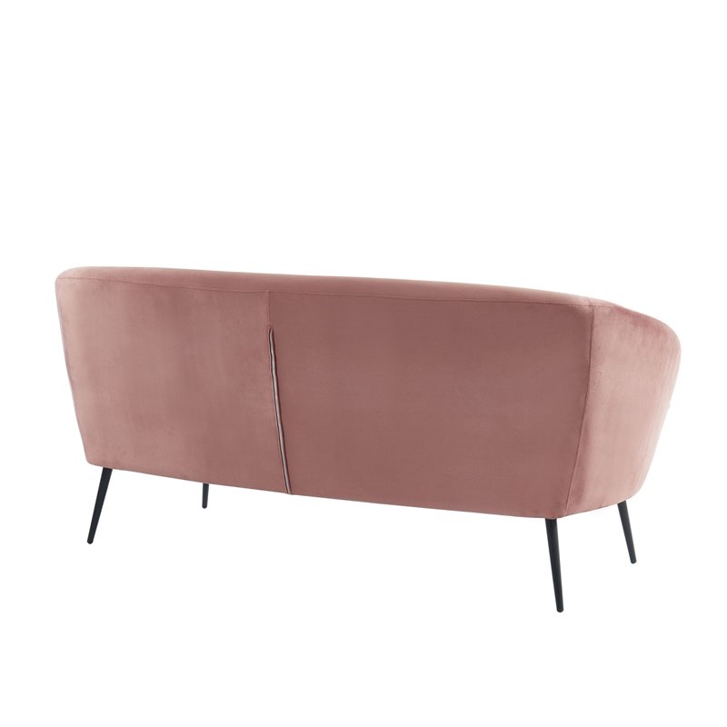 Divani Casa Koeing Modern Polyester Fabric & Metal Sofa in Coral Pink/Black