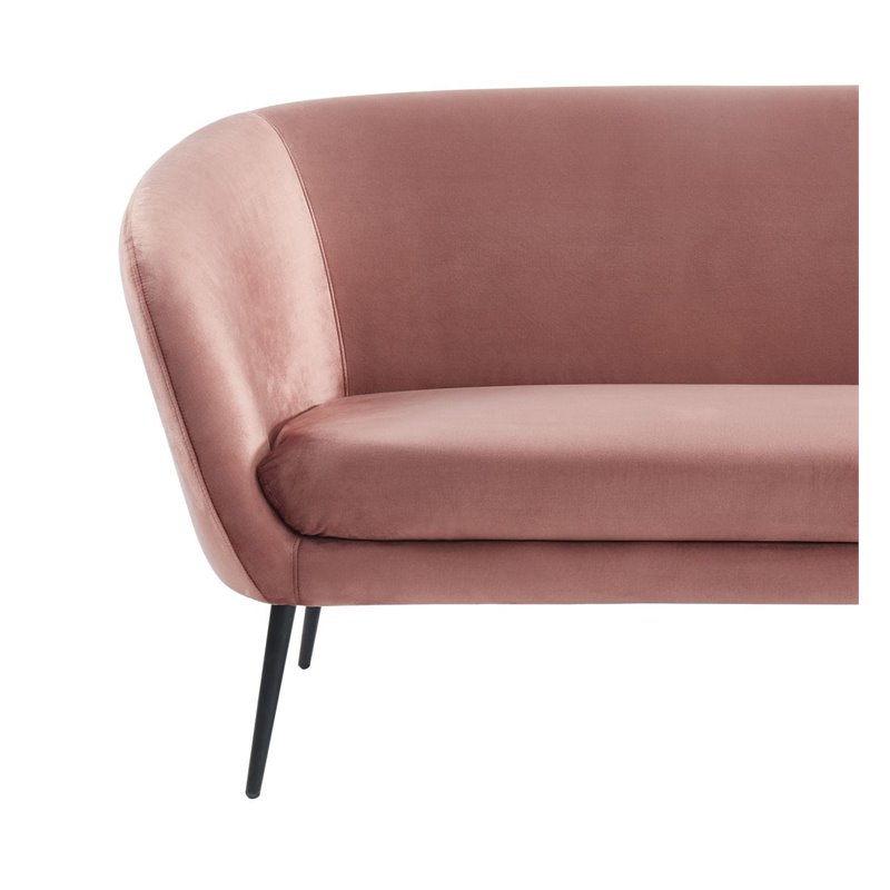 Divani Casa Koeing Modern Polyester Fabric & Metal Sofa in Coral Pink/Black