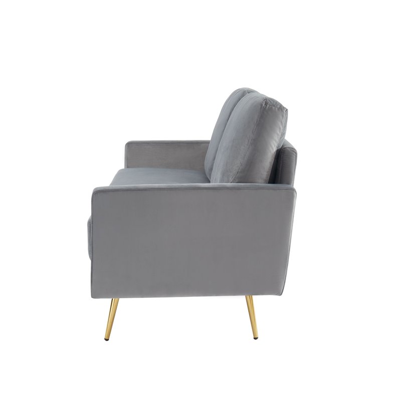 Divani Casa Huffine Modern Velvet and Metal Upholstered Sofa in Gray/Gold