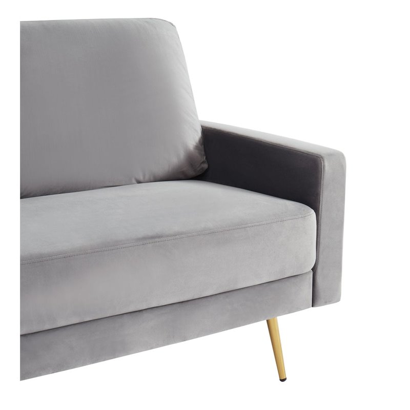Divani Casa Huffine Modern Velvet and Metal Upholstered Sofa in Gray/Gold