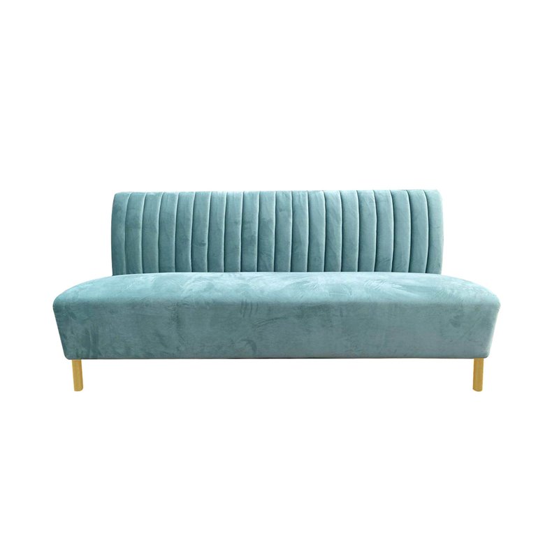 Divani Casa Mosko Modern Fabric & Stainless Steel Sofa in Light Green/Gold