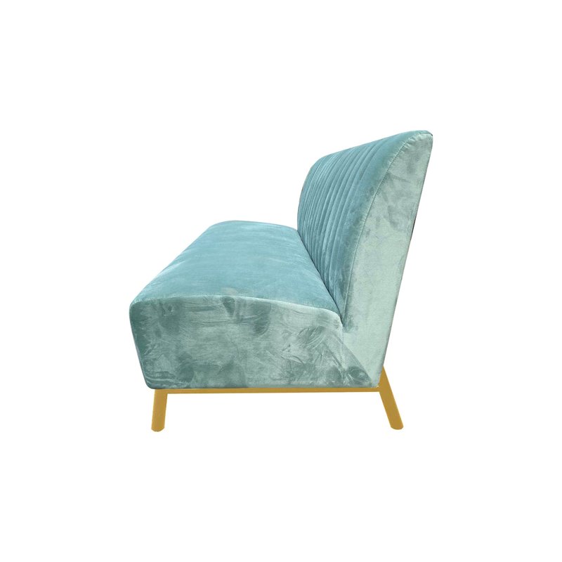 Divani Casa Mosko Modern Fabric & Stainless Steel Sofa in Light Green/Gold