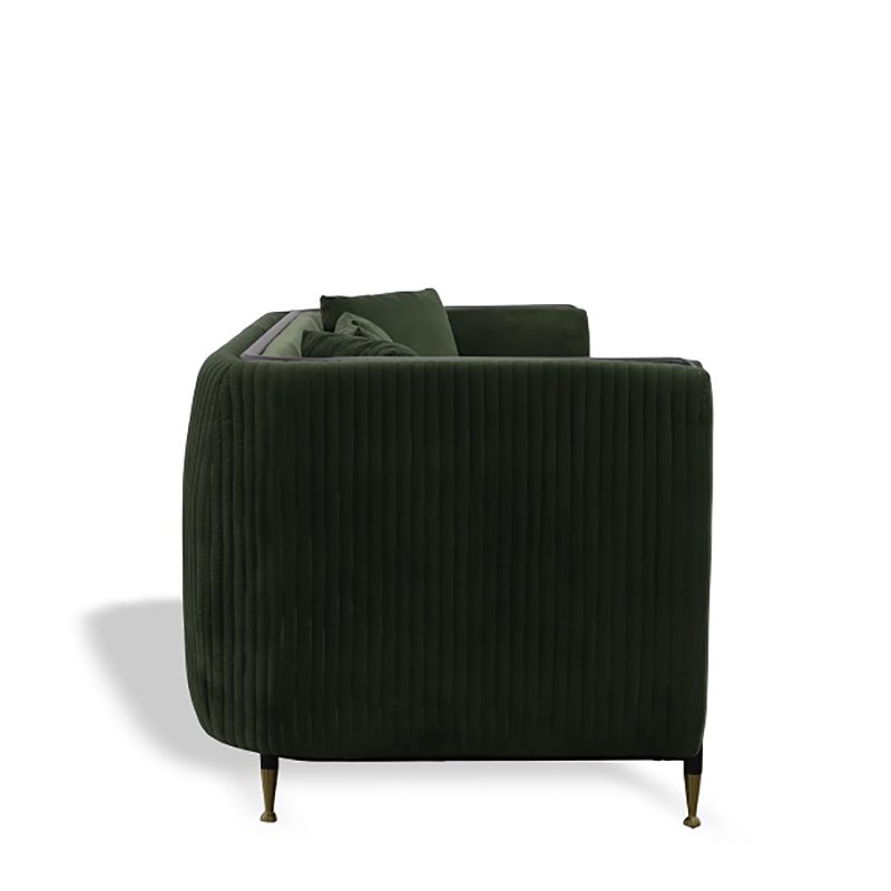 Divani Casa Oswego Modern Velvet & Metal Upholstered Sofa in Dark Green