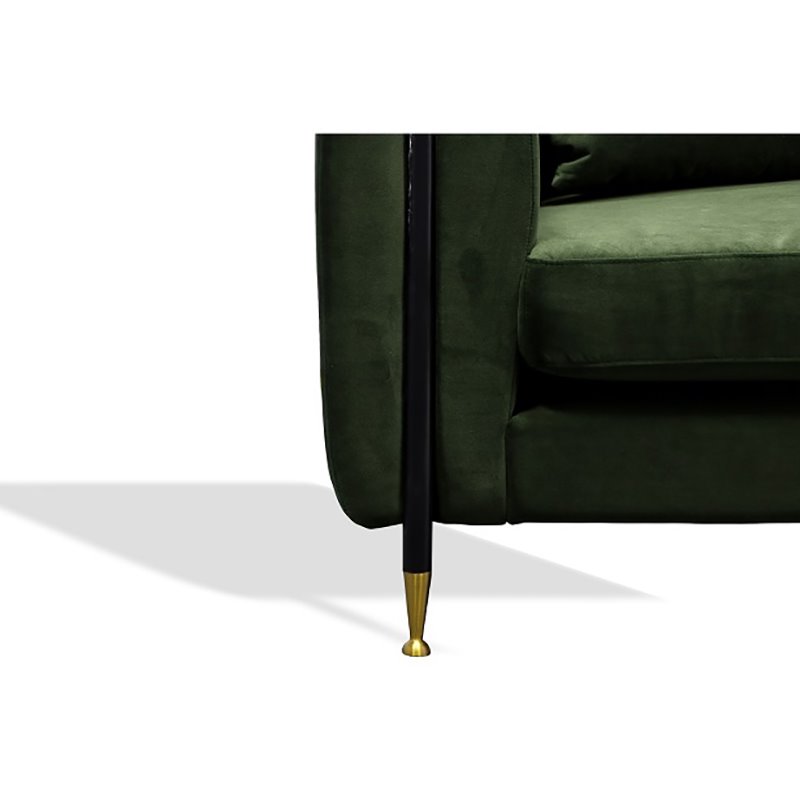 Divani Casa Oswego Modern Velvet & Metal Upholstered Sofa in Dark Green