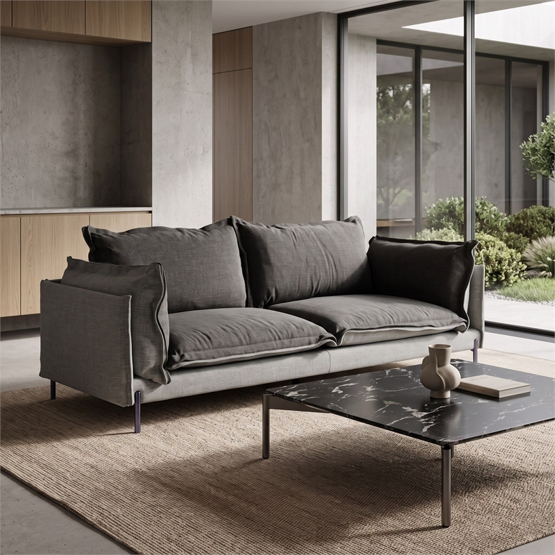 Divani Casa Mars Modern Fabric & Metal Upholstered Sofa in Dark Gray