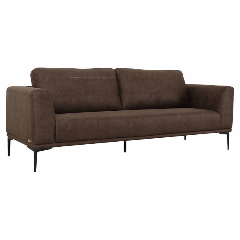 Divani Casa Jada Contemporary Modern Metal & Fabric Upholstered Sofa in Brown