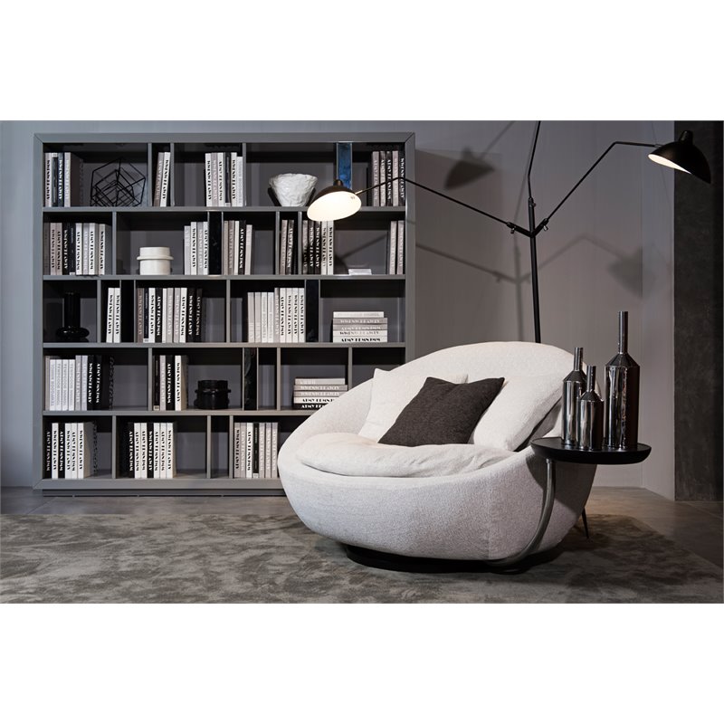 Divani Casa Alba Modern Fabric Accent Chair with Tray in Gray/Black