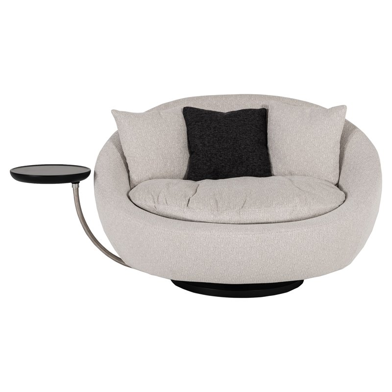 Divani Casa Alba Modern Fabric Accent Chair with Tray in Gray/Black