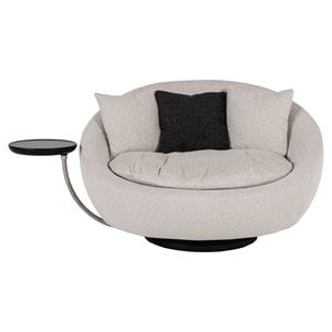 Divani Casa Alba Modern Fabric Accent Chair with Tray in Gray/Black