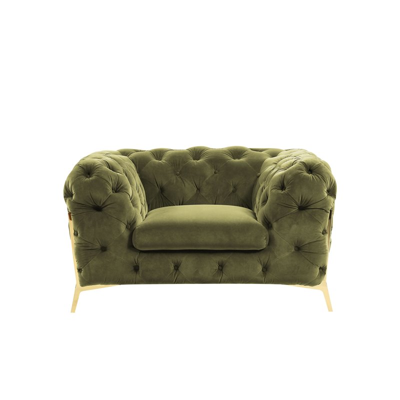 Divani Casa Sheila Transitional Fabric & Metal Accent Chair in Green/Gold