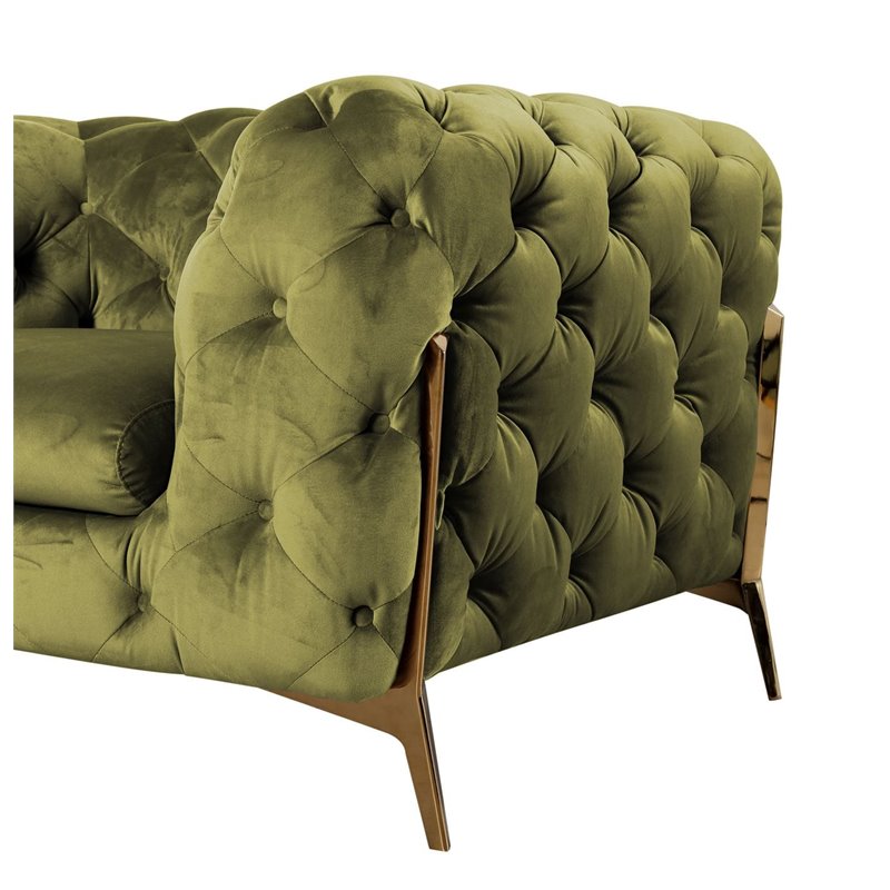 Divani Casa Sheila Transitional Fabric & Metal Accent Chair in Green/Gold