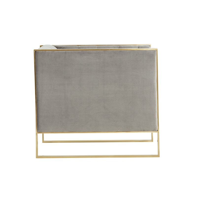 Divani Casa Carlos Modern Velvet & Stainless Steel Accent Chair in Gray/Gold