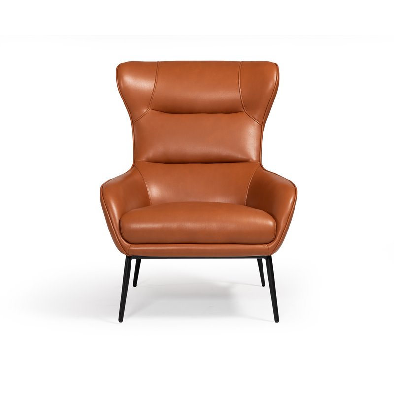 Divani Casa Susan Modern Faux Leather Upholstered Accent Chair in Orange/Black