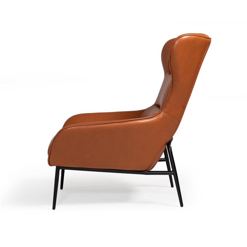 Divani Casa Susan Modern Faux Leather Upholstered Accent Chair in Orange/Black