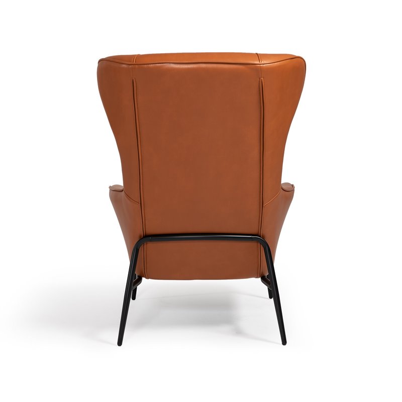 Divani Casa Susan Modern Faux Leather Upholstered Accent Chair in Orange/Black