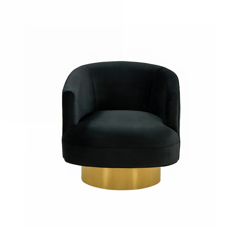 Divani Casa Basalt Modern Fabric & Stainless Steel Accent Chair in Black/Gold