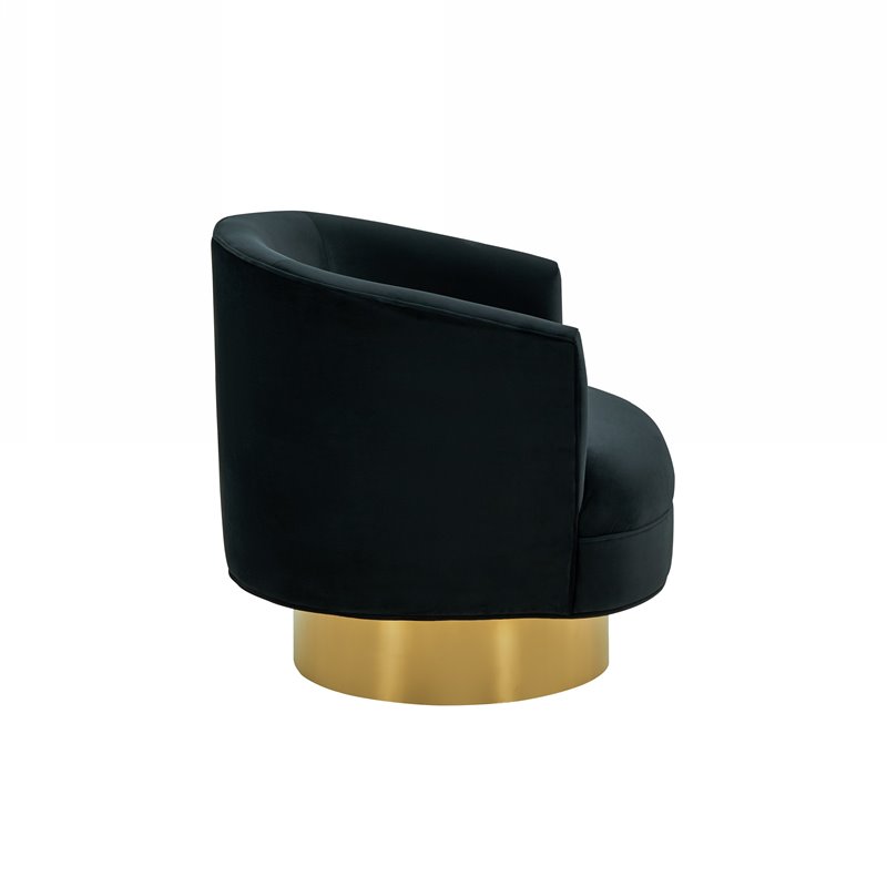 Divani Casa Basalt Modern Fabric & Stainless Steel Accent Chair in Black/Gold