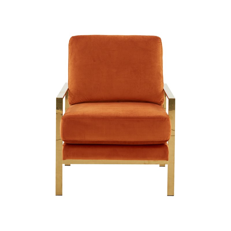 Divani Casa Bayside Modern Fabric & Stainless Steel Accent Chair in Orange/Gold