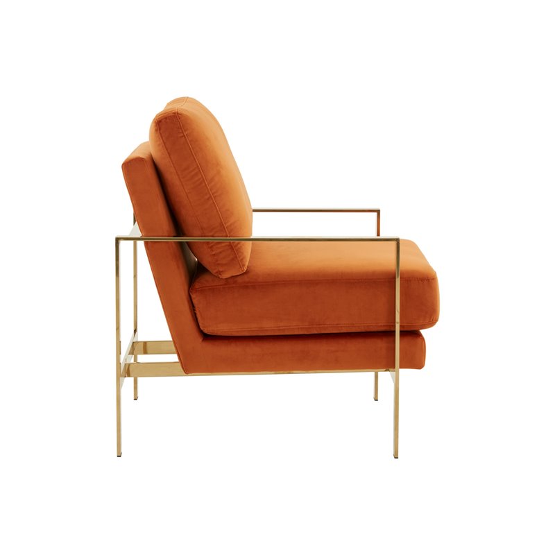 Divani Casa Bayside Modern Fabric & Stainless Steel Accent Chair in Orange/Gold