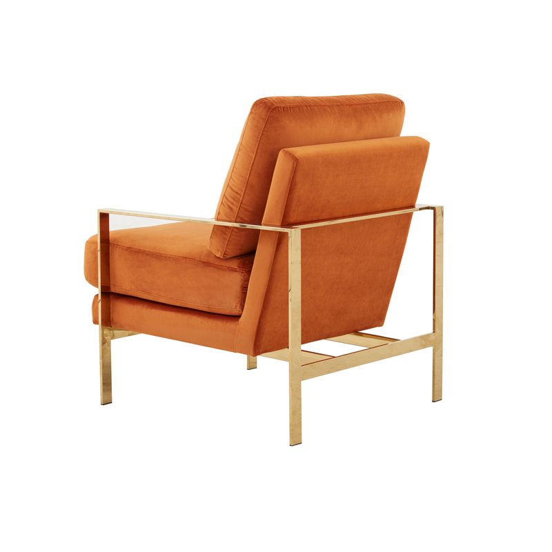 Divani Casa Bayside Modern Fabric & Stainless Steel Accent Chair in Orange/Gold