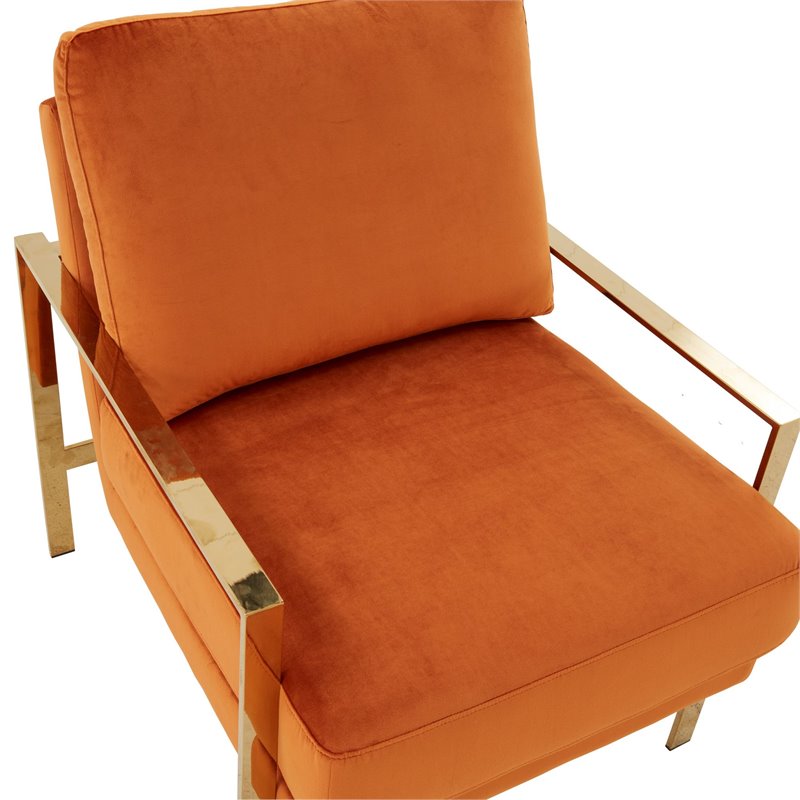 Divani Casa Bayside Modern Fabric & Stainless Steel Accent Chair in Orange/Gold