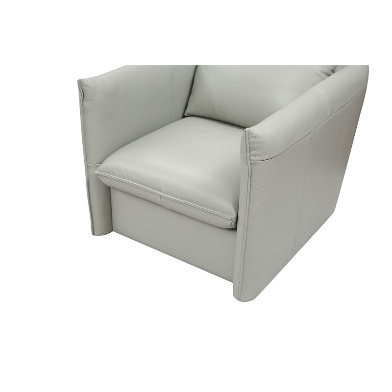 Divani Casa Tamworth Modern Leather & Metal Swivel Accent Chair in Gray