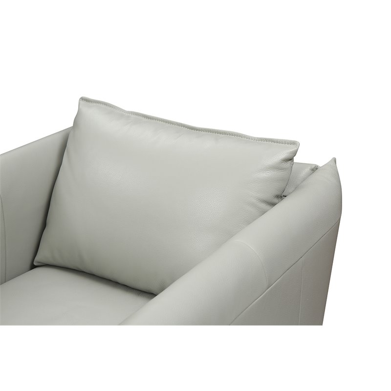 Divani Casa Tamworth Modern Leather & Metal Swivel Accent Chair in Gray