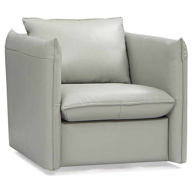 Divani Casa Tamworth Modern Leather & Metal Swivel Accent Chair in Gray