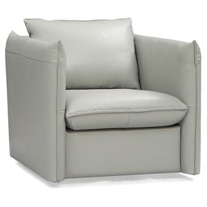 Divani Casa Tamworth Modern Leather & Metal Swivel Accent Chair in Gray
