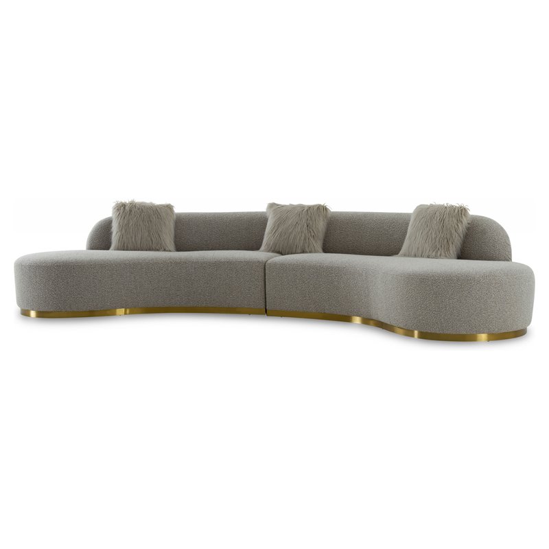 Divani Casa Frontier Fabric & Stainless Steel Sectional Sofa in Gray