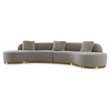 Divani Casa Frontier Fabric & Stainless Steel Sectional Sofa in Gray