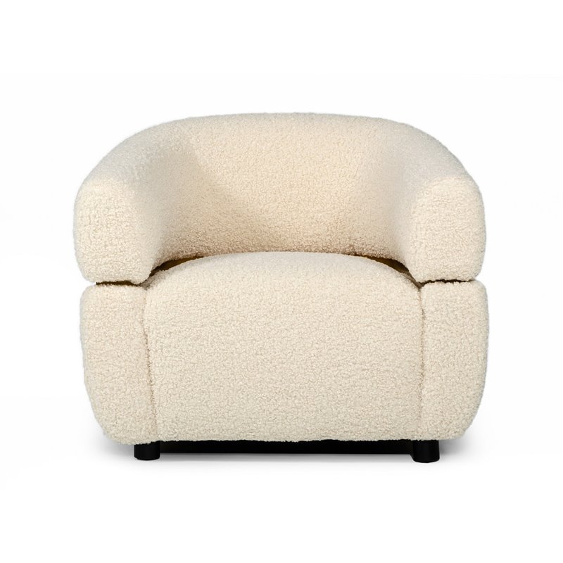 Divani Casa Gannet Stainless Steel & Polyester Fabric Accent Chair in Beige