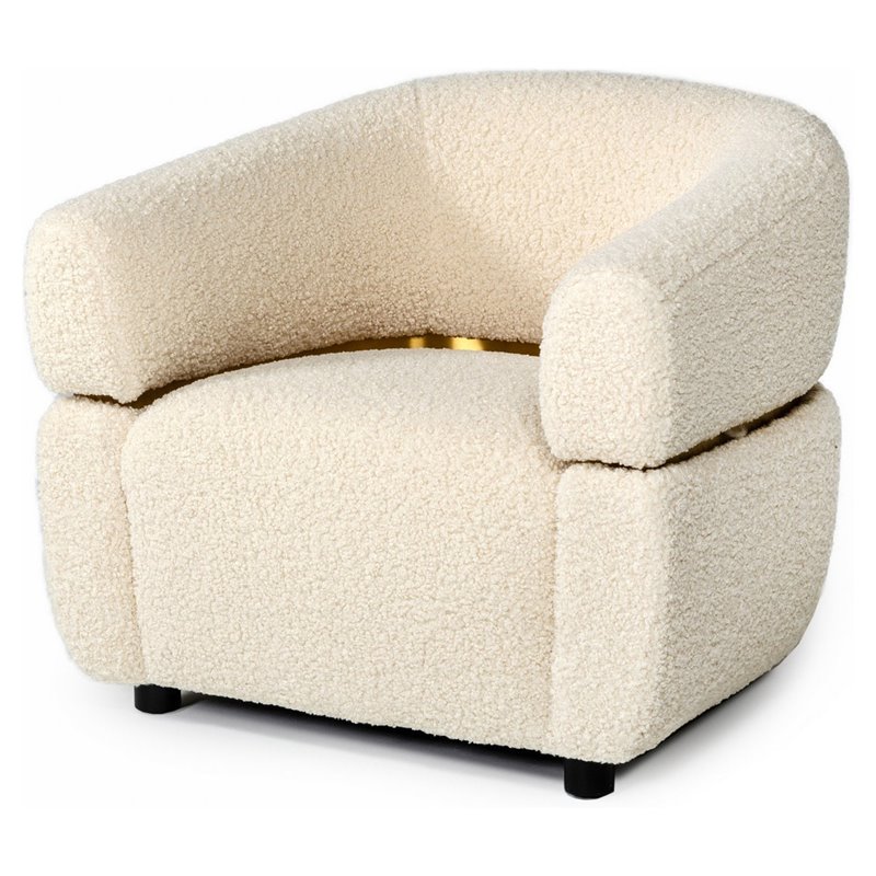 Divani Casa Gannet Stainless Steel & Polyester Fabric Accent Chair in Beige
