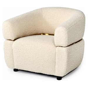 Divani Casa Gannet Stainless Steel & Polyester Fabric Accent Chair in Beige