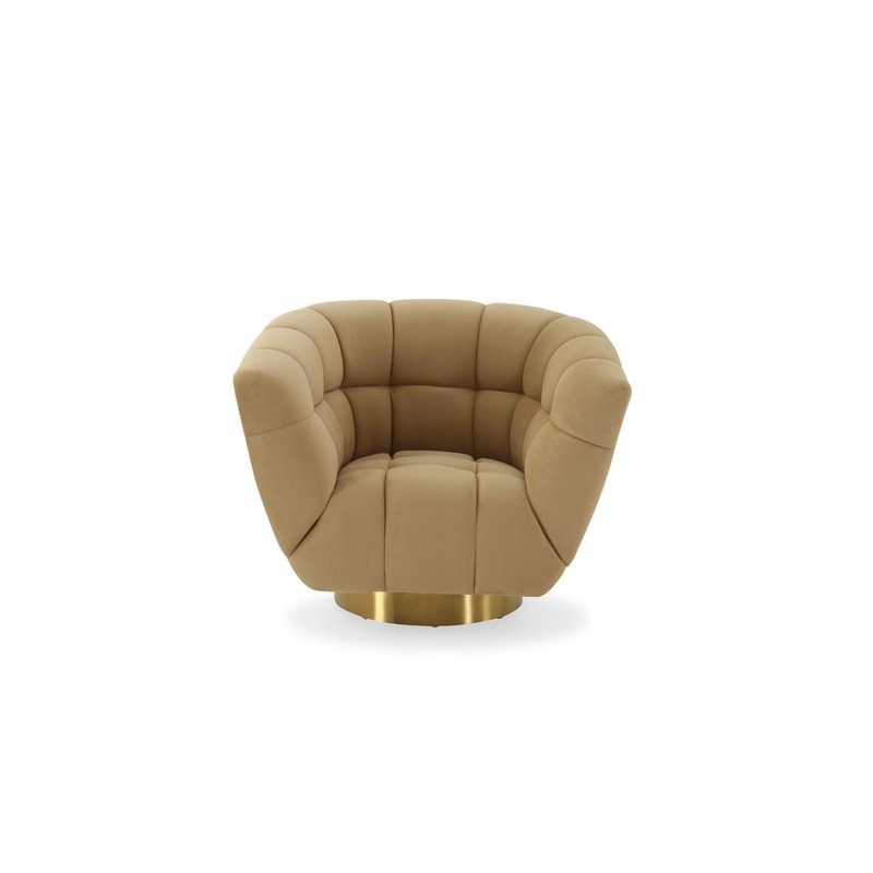 Divani Casa Granby Polyester Fabric Accent Chair in Mustard Yellow/Gold