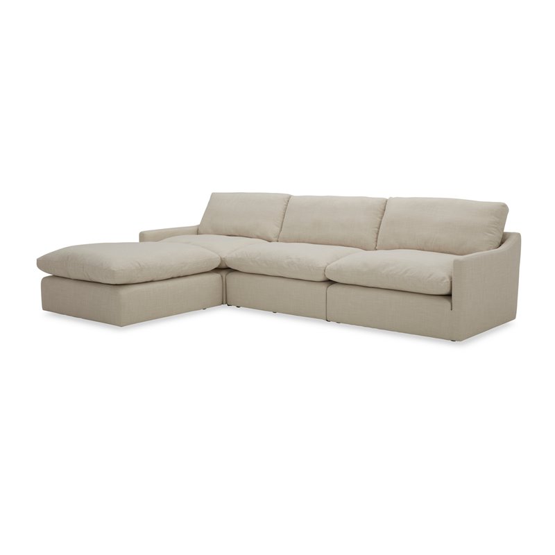 Divani Casa Fedora Modern Fabric Upholstered Sectional Sofa & Ottoman in White