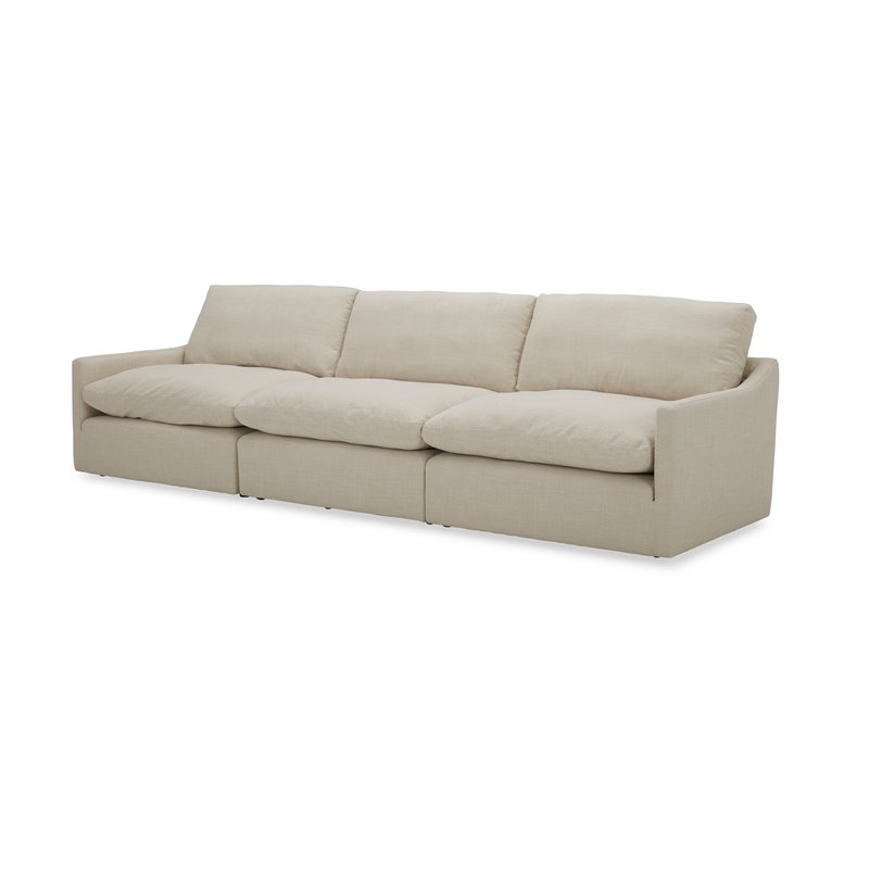 Divani Casa Fedora Modern Fabric Upholstered Sectional Sofa & Ottoman in White