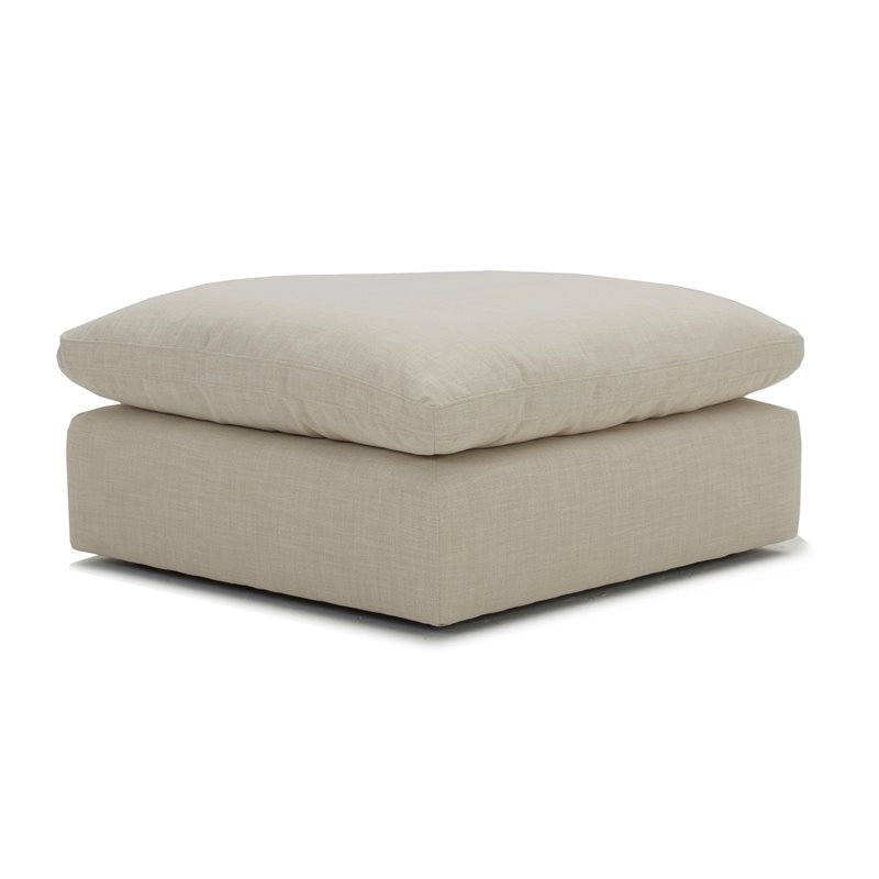 Divani Casa Fedora Modern Fabric Upholstered Sectional Sofa & Ottoman in White