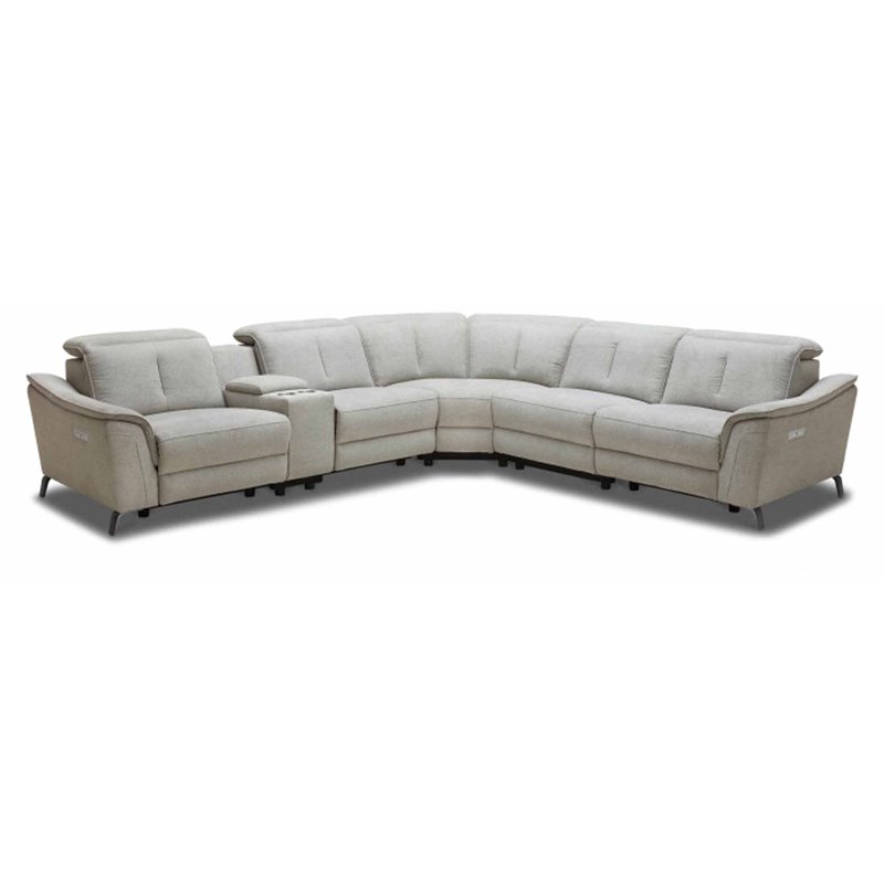 Divani Casa Lloyd Modern Fabric Sectional with Recliners & Console in Gray