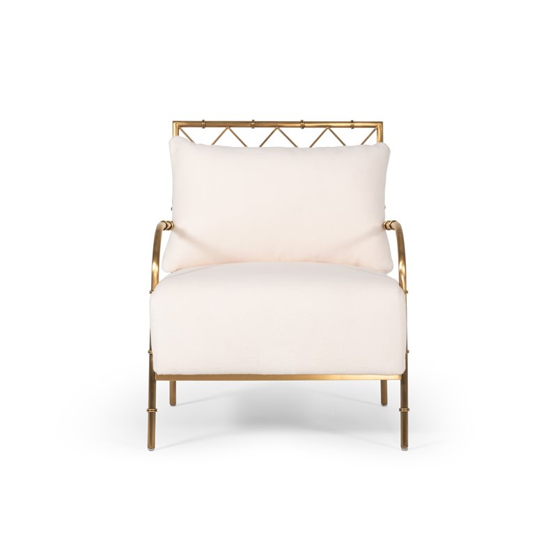 Divani Casa Ignacio Velvet & Stainless Steel Accent Chair in White/Gold