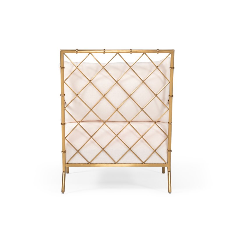 Divani Casa Ignacio Velvet & Stainless Steel Accent Chair in White/Gold