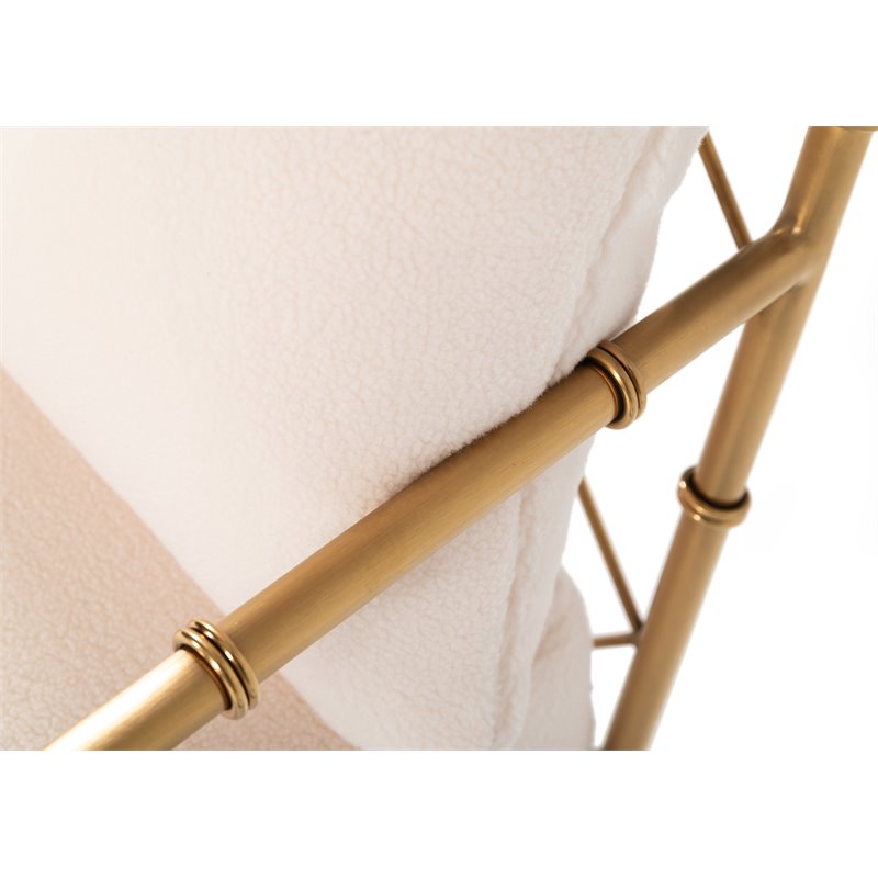 Divani Casa Ignacio Velvet & Stainless Steel Accent Chair in White/Gold