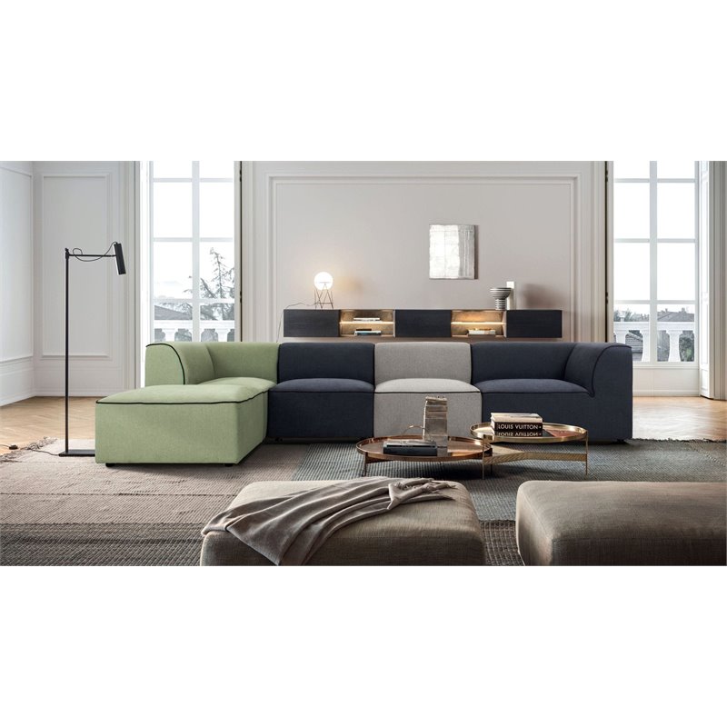 Divani Casa Polo 5-Piece Modern Fabric & Wood Sectional Sofa in Multi-Color