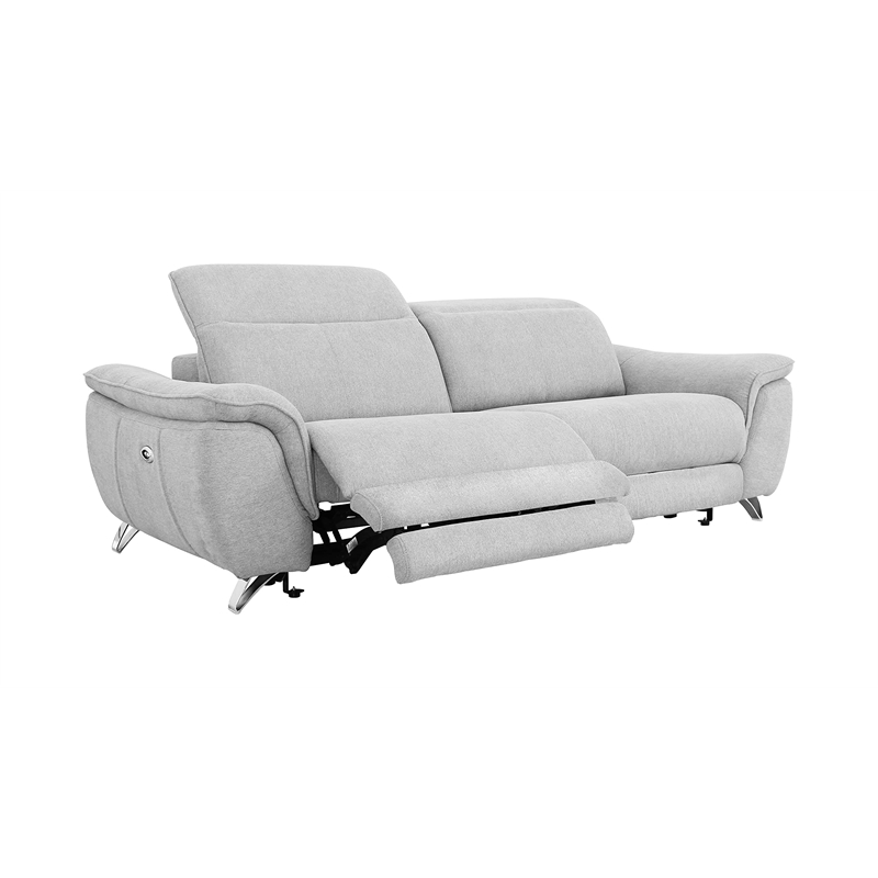 Divani Casa Paul Polyester Fabric Loveseat w/ Electric Recliners in Gray
