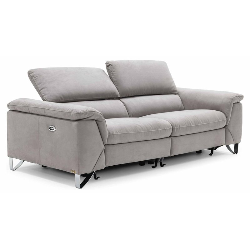 Divani Casa Maine Modern Fabric & Stainless Steel Loveseat in Light Gray
