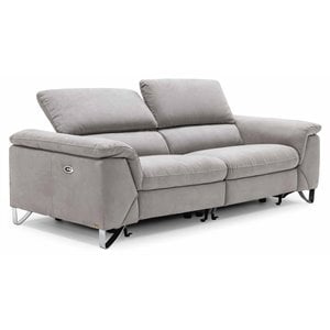 Divani Casa Maine Modern Fabric & Stainless Steel Loveseat in Light Gray